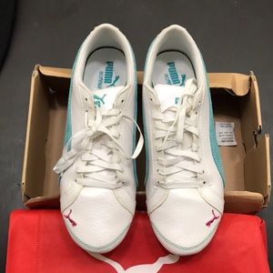puma janine dance shoes white teal size 8